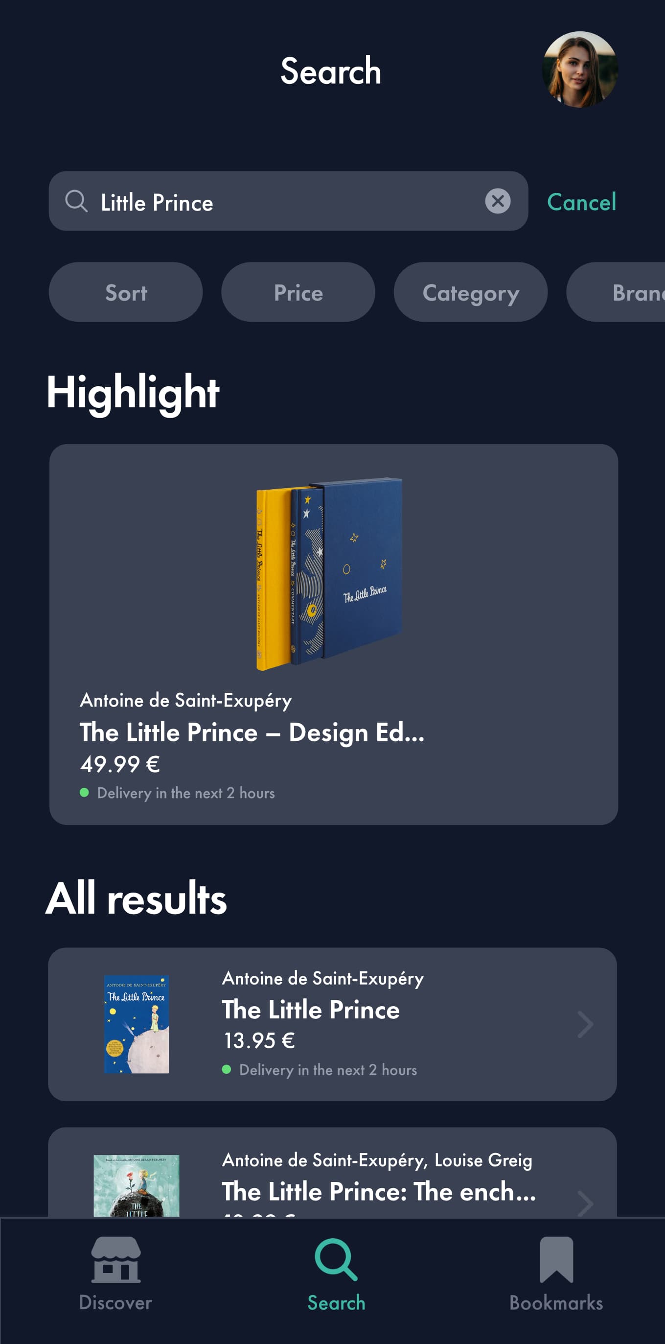 UX design example for an ecommerce app