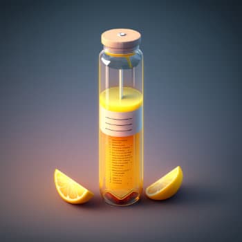 Lemon juice in a test tube in cinematic lighting.